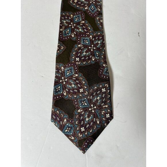 Lot 2 Vintage Christian Dior Designer Paisley Floral‎ Tie Polyester Silk - Picture 5 of 7